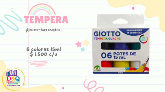 TEMPERA 6 COLORES 15ML
