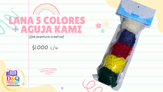 LANA 5 COLORES + AGUJA